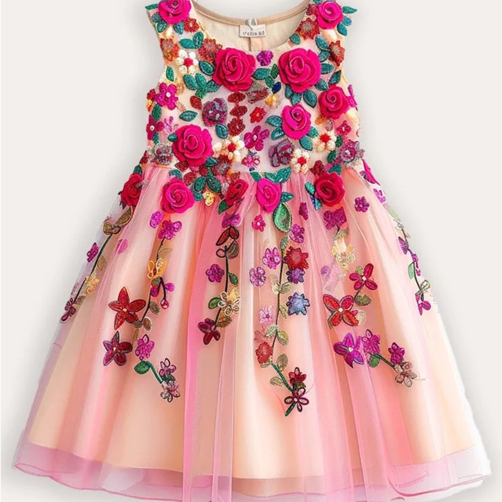 3D Floral Blossom Party Dress